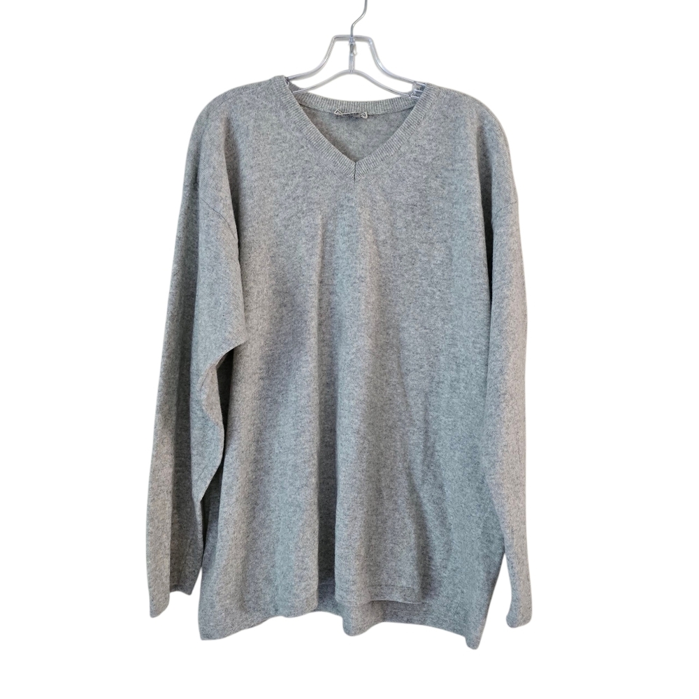 AEROOSTALE  Men's Light Gray V-Neck Sweater Size Large Wool Blend Y2K‎ Preppy